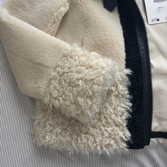 Zara Cream Teddy Jacket with Black Collar - Picture 3 of 8